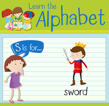 Flashcard letter S is for sword