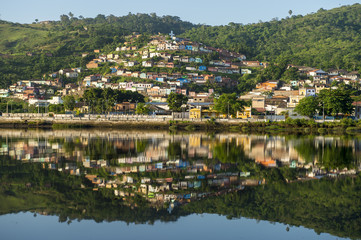 Fototapeta na wymiar Scenic postcard view of the colorful town of São Félix, divided by the Rio Paraguaçu River from the heritage town of Cachoeira in Bahia, Brazil
