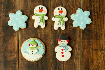 Delicious Christmas cookies in blue