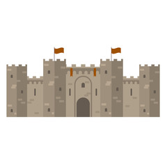 Medieval castle with fortified wall and towers