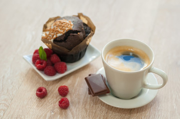 Coffee with a muffin for Breakfast