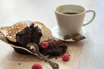 Coffee with a muffin for Breakfast