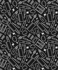 Vape seamless pattern on black background