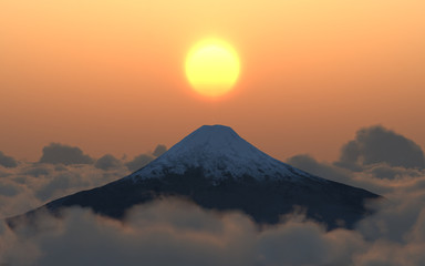 Fujiyama above the clouds