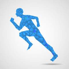 Abstract running man from triangles, geometric design