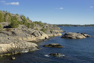 Fototapeta na wymiar Nynäshamn Archipelago. Nynäshamn is located far south in Södertörn, 58 kilometers south of Stockholm.