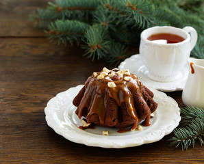 chocolate cake with caramel