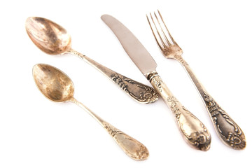 Vintage spoons, knife and fork