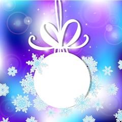 Fototapeta na wymiar Vector illustration, contains transparencies, gradients and effects. white Christmas ball on a light background. Christmas ball with snowflakes