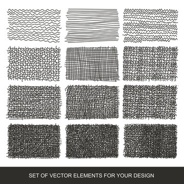 Set drawing gradient texture brushes. Hand-drawn abstract design