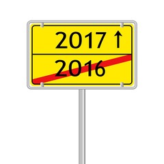 Jahreswechsel Silvester 2016 2017 Schild isoliert