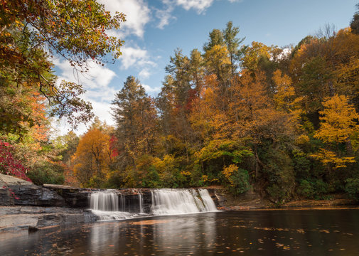 waterfall in autumn in the Appalachians of western North Carolina