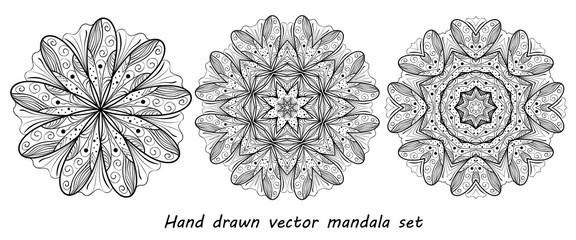 vector hand drawn mandala set. Bright illustration. Elements for your design, magazine, brochures. Eps10