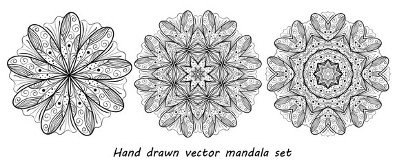 Fototapeta premium vector hand drawn mandala set. Bright illustration. Elements for your design, magazine, brochures. Eps10