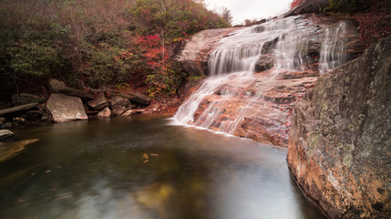 waterfall in autumn in the Appalachians of western North Carolina