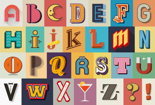 Mixed vintage and retro alphabet