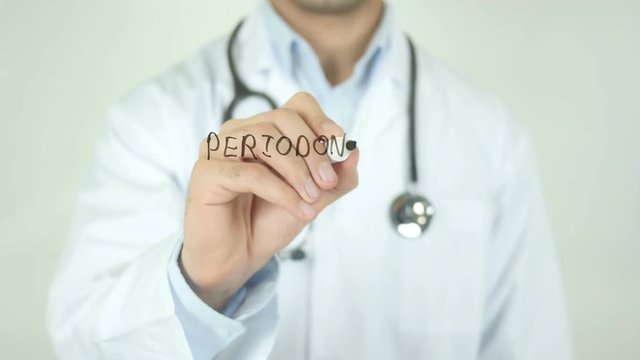 Periodontitis , Doctor Writing On Transparent Screen