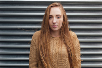 Portrait of nice looking blonde girl