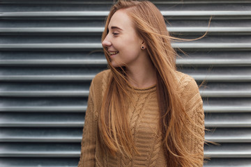 Portrait of nice looking blonde girl