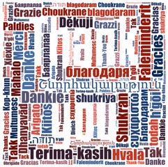 Thank you word cloud background in many different languages