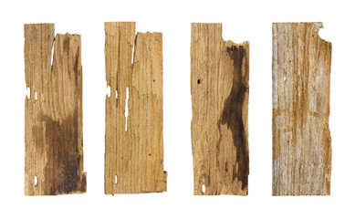 Old wooden planks isolated white background