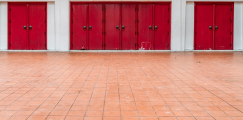 Wooden red door