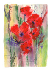 Abstract watercolor watercilor flowers.