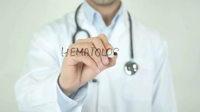 Hematologist , Doctor Writing On Transparent Screen