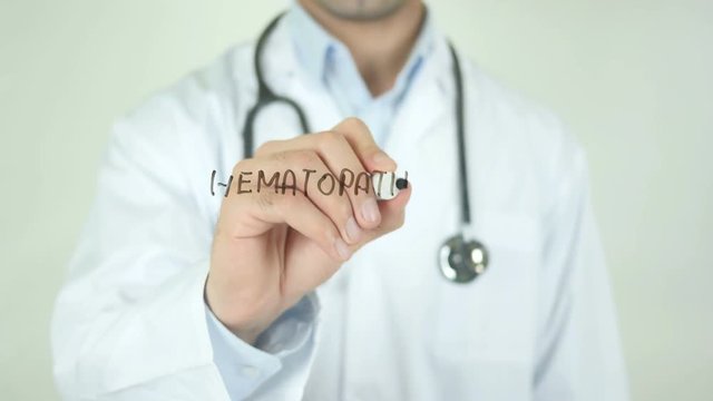 Hematopathologist , Doctor Writing On Transparent Screen