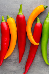 Chilli pepper on the grey background.