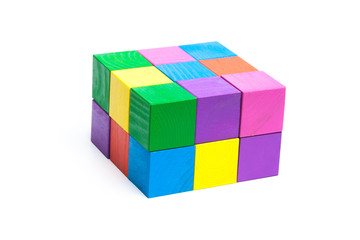 colored children cubes on  white isolated background