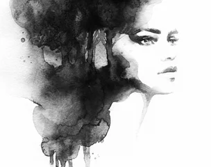Door stickers Aquarel Face woman portrait .abstract watercolor .fashion background