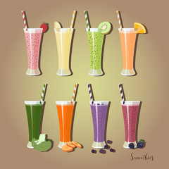 Set smoothies with different Ingredients