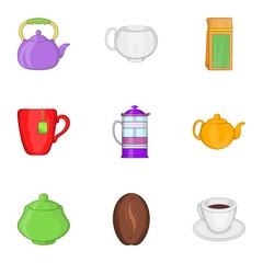 Beverage icons set. Cartoon illustration of 9 beverage vector icons for web