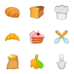 Bakery icons set. Cartoon illustration of 9 bakery vector icons for web