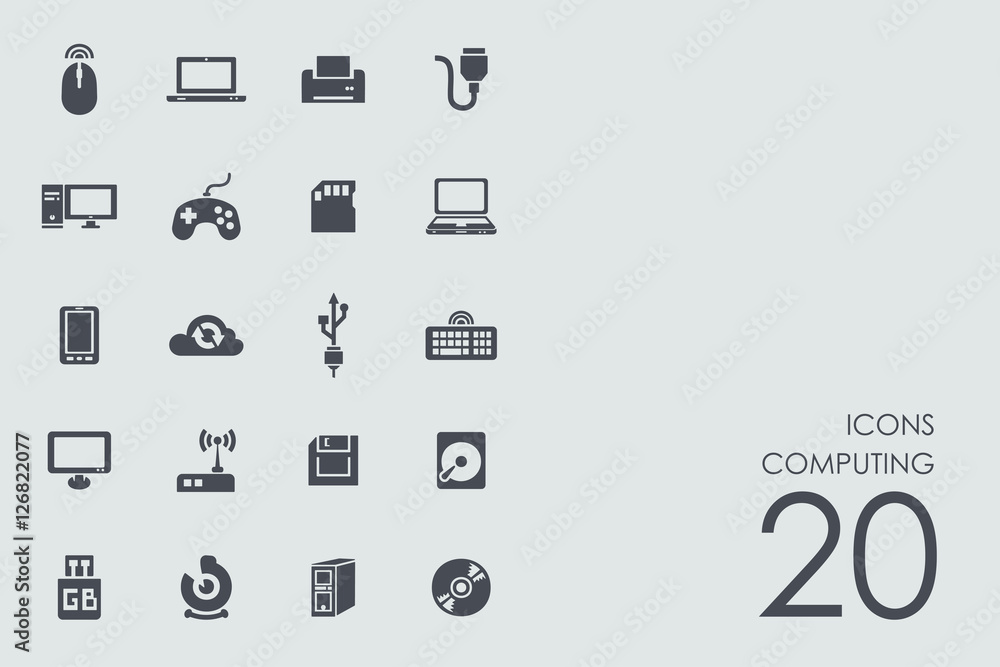 Poster set of computing icons