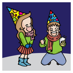 merry christmas and new year cartoon cute vector character