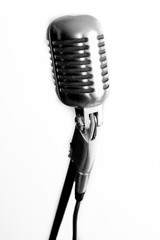 Fototapeta premium Vintage microphone on white background