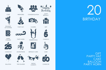 Set of BLUE HAMSTER Library birthday icons