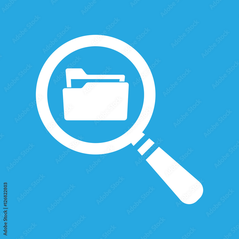 Poster flat search concept with folder icon - computing - data and info