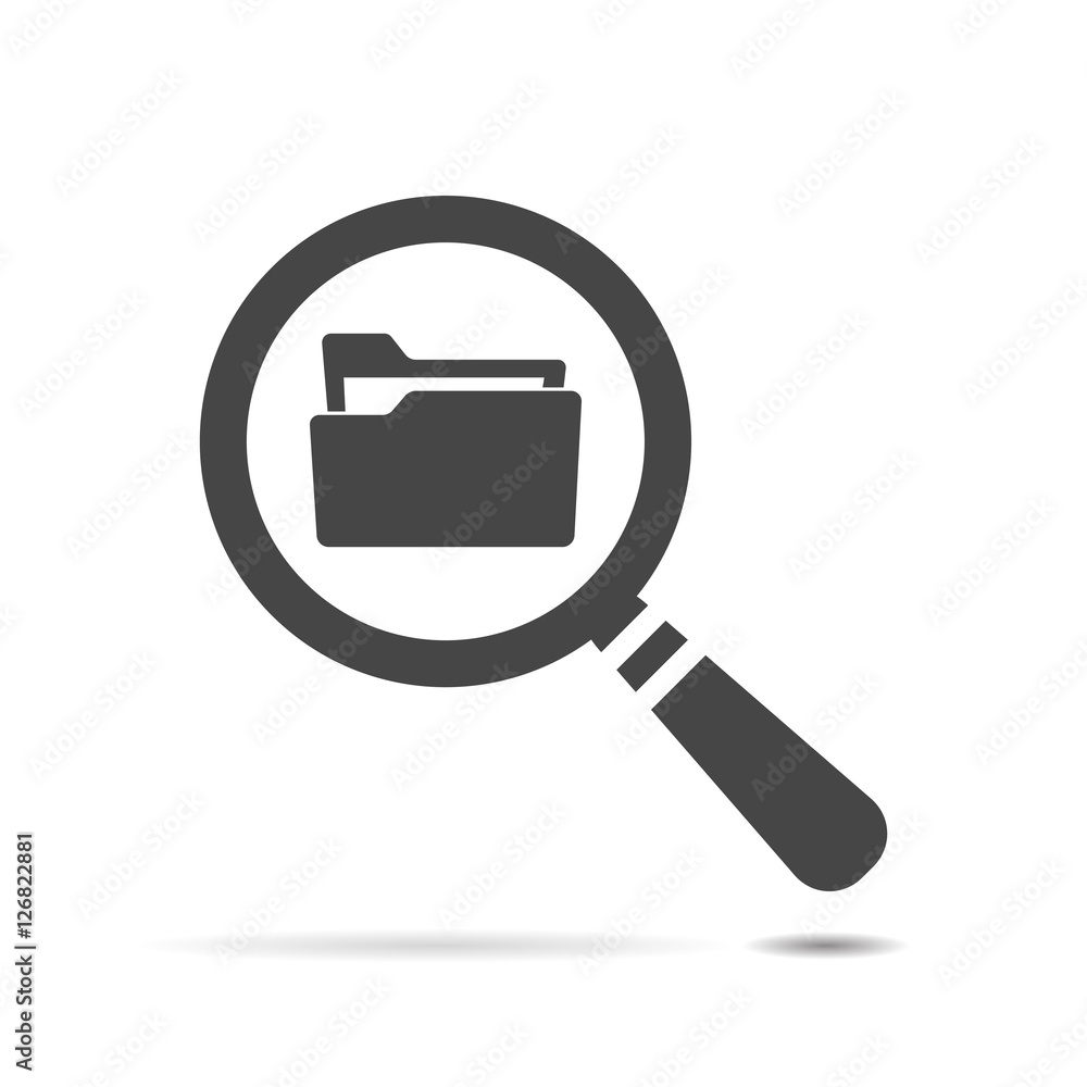Poster flat search concept with folder icon - computing - data and info