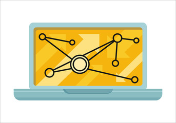 Laptop with Infographics on Screen