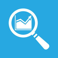 search graph icon flat on a blue background, search icon design,