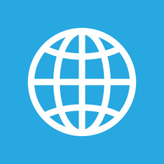 white globe planet icon on a blue background