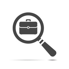 vector magnifying glass with flat portfolio briefcase icon