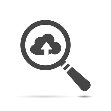 search flat icon with cloud and arrow on a white background