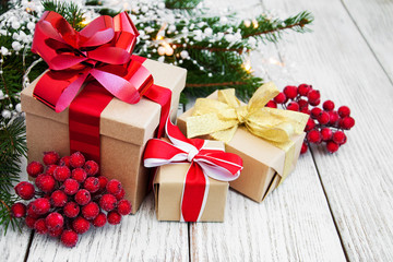 christmas gift box and decorations