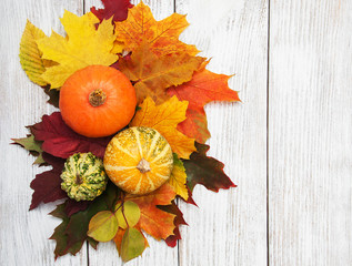 Pumpkin and leaves