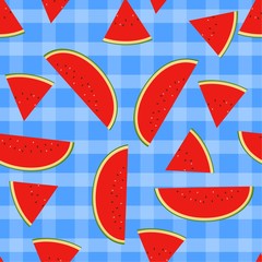 Seamless background with watermelon slices. Vector illustration