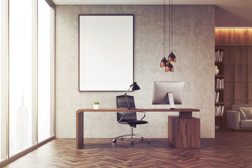 CEO office with bookcase, toned